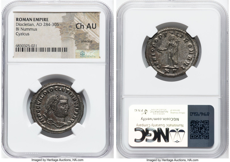 Diocletian (AD 284-305). BI follis or nummus (28mm, 6h). NGC Choice AU, Silverin...