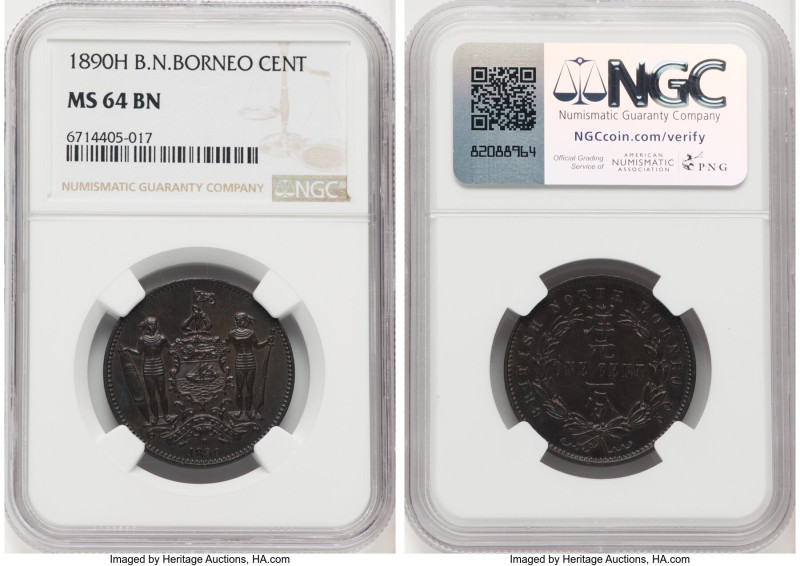 British Protectorate. Victoria Cent 1890-H MS64 Brown NGC, Heaton mint, KM2. Cho...