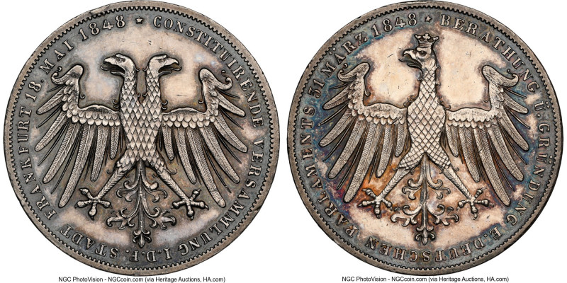 Frankfurt. Free City "Constitution" 2 Gulden 1848 MS60 NGC, Frankfurt am Main mi...