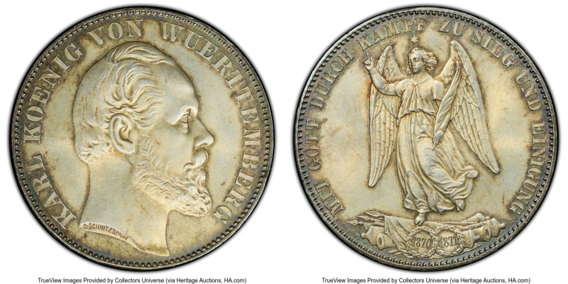 Württemberg. Karl I "Victory" Taler 1871 MS63 PCGS, Stuttgart mint, KM620, Dav-9...