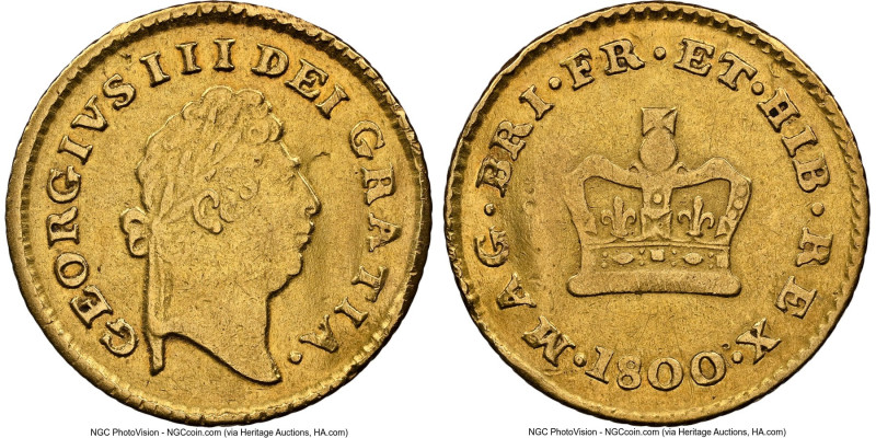 George III gold 1/3 Guinea 1800 XF Details (Damaged) NGC, KM620, S-3738. HID0980...