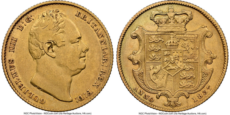 William IV gold Sovereign 1837 XF Details (Cleaned) NGC, KM717, Fr-383. HID09801...