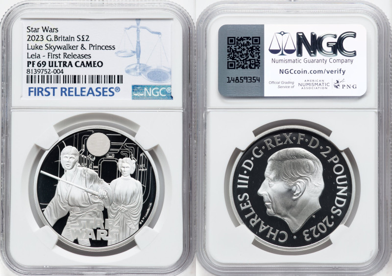 Charles III silver Proof "Luke Skywalker & Princess Leia" 2 Pounds (1 oz) 2023 P...