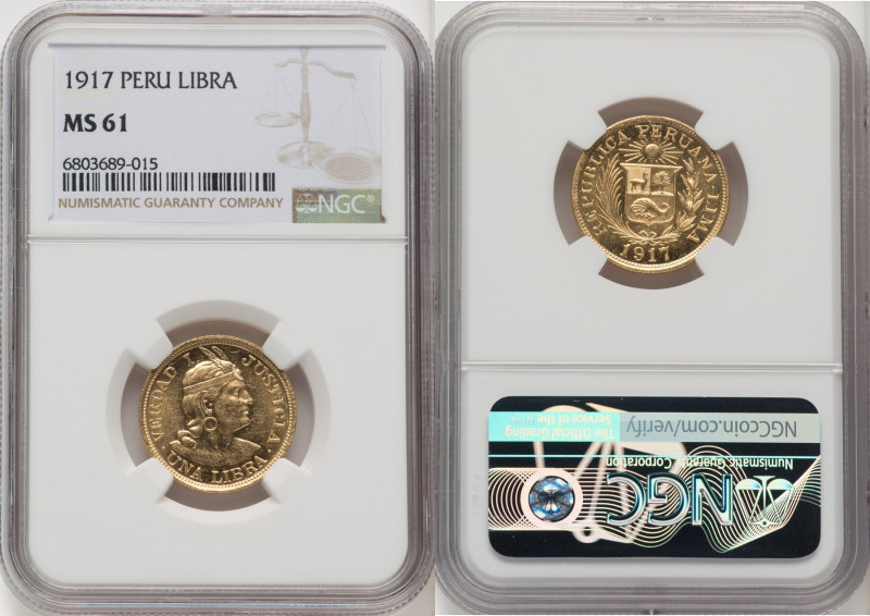 Republic gold Libra 1917 MS61 NGC, Lima mint, KM207, Fr-73. HID09801242017 © 202...