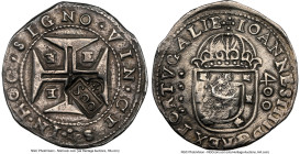 Afonso VI Counterstamped 500 Reis ND (1663) AU Details (Environmental Damage) NGC, KM36-38, LMB-29. Crowned S00 counterstamp (AU Strong) applied on a ...