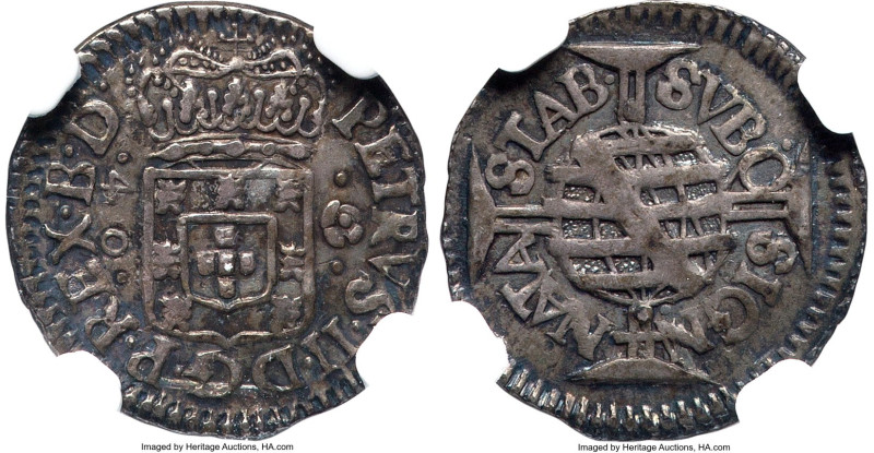 Pedro II 40 Reis ND (1695-1698)-(B) AU53 NGC, Bahia mint, KM76, LMB-114. A pleas...