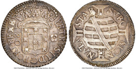 Pedro II 80 Reis 1695-(B) AU55 NGC, Bahia mint, KM77, LMB-115. A notoriously difficult issue in an uncommon condition, with so many of these early Bra...