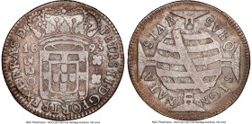 Pedro II 320 Reis 1695-(B) VF20 NGC, Bahia mint, KM81.2, LMB-111b. Wide Crown, "PETRS" variety. The scarcer variety of the issue, with the spelling PE...