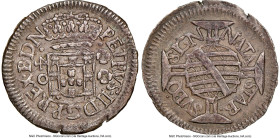 Pedro II 40 Reis ND (1699)-(R) AU55 NGC, Rio de Janeiro mint, KM86.1, LMB-130. Sharply defined throughout the designs, owing to a firm strike, with an...