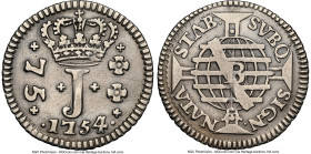 José I 75 Reis 1754-B XF Details (Mount Removed) NGC, Bahia mint, KM176.1, LMB-197. A scarce piece, amply detailed despite the qualifier. From the Leg...