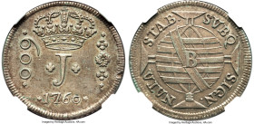 José I 600 Reis 1760-B AU Details (Cleaned) NGC, Bahia mint, KM179, LMB-228. An old cleaning is masked by re-patinated surfaces boasting gunmetal hues...