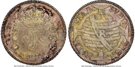 José I 300 Reis 1757-R AU58 NGC, Rio de Janeiro mint, KM186, LMB-264. At the cusp of Mint State condition, with a slightly softer strike yielding an a...