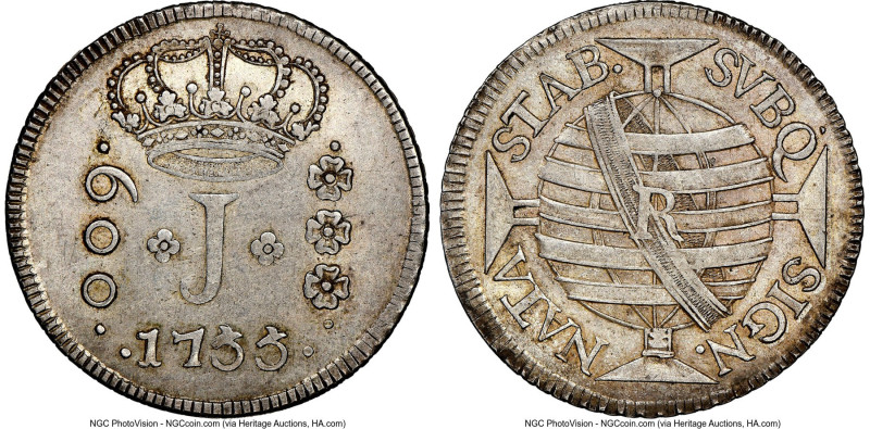 José I 600 Reis 1755-R AU58 NGC, Rio de Janeiro mint, KM187, LMB-274. An appeali...