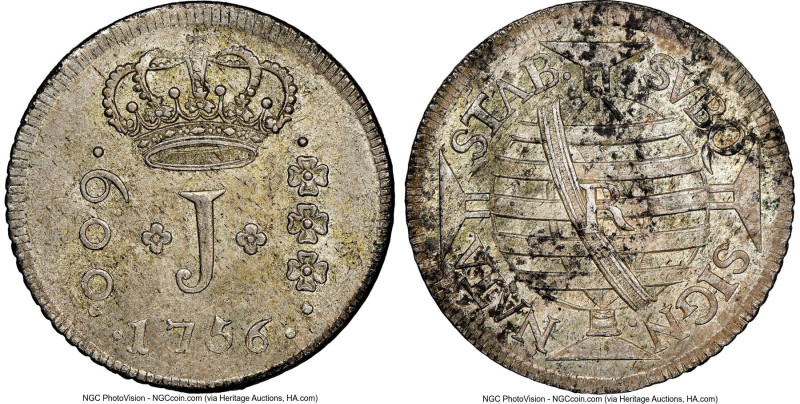 José I 600 Reis 1756-R MS62 NGC, Rio de Janeiro mint, KM187, LMB-275. A coin ful...