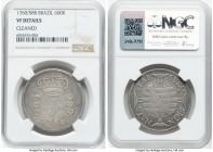 José I 600 Reis 1760/58-R VF Details (Cleaned) NGC, Rio de Janeiro mint, KM187, LMB-277. A rare date from the popular "J" series, even more so with ev...