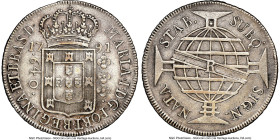 Maria I 640 Reis 1791-R AU Details (Cleaned) NGC, Rio de Janeiro mint, KM222.2, LMB-378a. Second cross variety. The rarer of the two of an already sca...