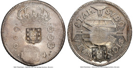 João Prince Regent Counterstamped 640 Reis ND (1809) XF Details (Cleaned) NGC, cf. KM300 (unlisted host date), LMB-Unl. (same). C/S (Unc Strong). Shie...