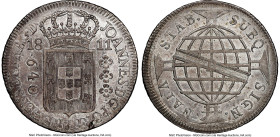 João Prince Regent 640 Reis 1811-R AU53 NGC, Rio de Janeiro mint, KM256.2, LMB-413a. Inverted reverse variety. A very rare variety for this date, whic...