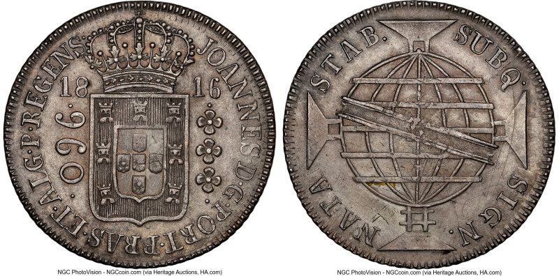 João Prince Regent "Special Series" 960 Reis 1816-R AU Details (Reverse Repaired...