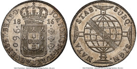 João Prince Regent 960 Reis 1816-B UNC Details (Reverse Cleaned) NGC, Bahia mint, KM307.1, LMB-401a. Overstruck on a Spanish Colonial 8 Reales. From t...