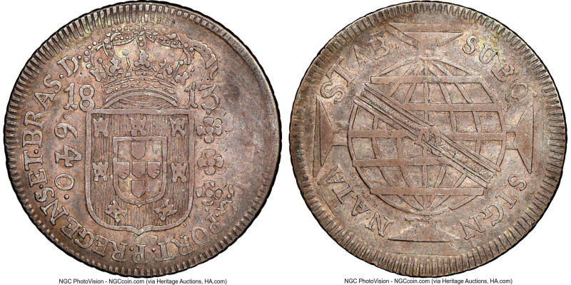 João Prince Regent 640 Reis 1813-M XF40 NGC, Minas Gerais mint, KM256.3, LMB-436...