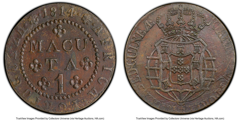 João Prince Regent Macuta 1814 AU55 PCGS, Rio de Janeiro mint, KM53, LMB-468a. N...