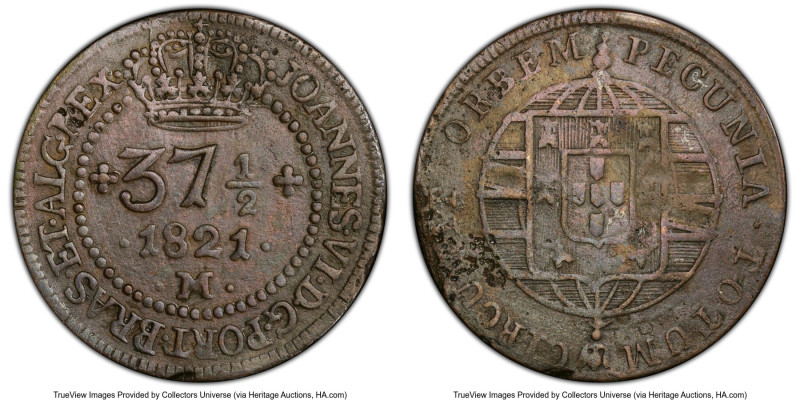 João VI 37-1/2 Reis 1821-M VF Details (Surfaces Smoothed) PCGS, Minas Gerais min...