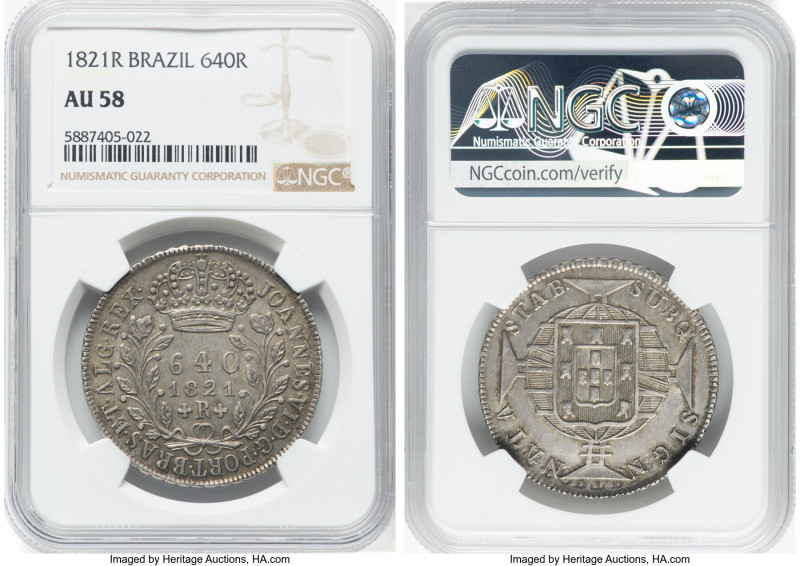 João VI 640 Reis 1821-R AU58 NGC, Rio de Janeiro mint, KM325.2, LMB-474. HID0980...