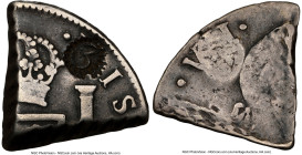 Dutch Colony Counterstamped 3 Reaal (18 Stuivers) ND (1819) VF20 NGC, KM29, Scholten-1371 (S). 5.04gm. Host: Cut Spanish Colonial 8 Reales. Countersta...