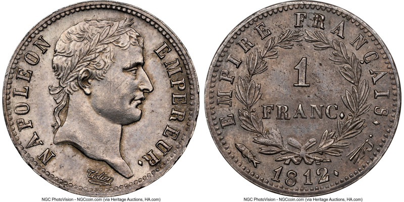 Napoleon Franc 1812-(Flag) UNC Details (Cleaned) NGC, Utrecht mint, KM692.17, Ga...