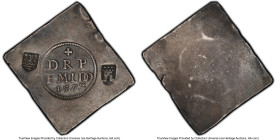 Middelburg. Siege silver Uniface Klippe 36 Stuivers (Daalder) 1572 XF45 PCGS, Delm-165, VanGel-36a. Obv. .D.R.P.-F.MIDD-.1.5.7.Z within a beaded circl...