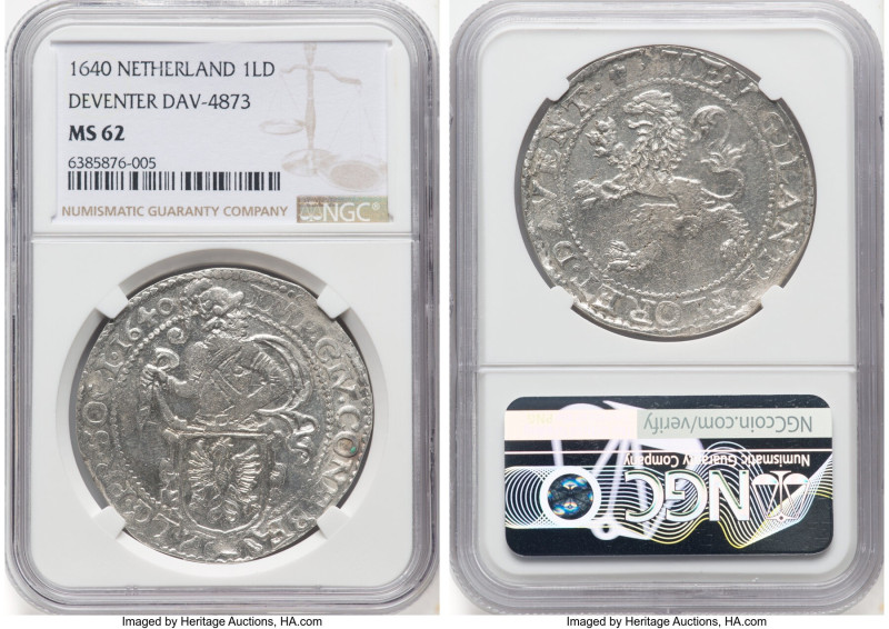 Deventer. City Lion Daalder 1640 MS62 NGC, KM51, Dav-4873, Delm-857. A more elus...