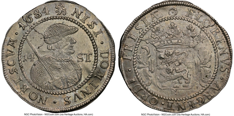 Friesland. Provincial 14 Stuivers (1/2 Florijn) 1684-Lion MS63 NGC, Leeuwarden m...