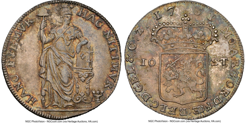 Gelderland. Provincial 10 Stuivers (1/2 Gulden) 1761/50 MS64 NGC, Harderwijk min...