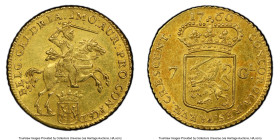 Gelderland. Provincial gold 7 Gulden (1/2 Golden Rider) 1760 AU58 PCGS, Harderwijk mint, KM85.2, Delm-654, Vanhoudt/Saunders-1087. HID09801242017 © 20...