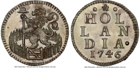 Holland. Provincial silver Duit 1746 MS65 NGC, Dordrecht mint, KM80a, CNM-2.28.126. Tied with one other specimen at the pinnacle of the NGC census. Fr...