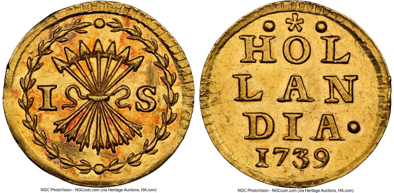 Holland. Provincial gold Stuiver 1739 UNC Details (Spot Removals) NGC, KM91a, Va...