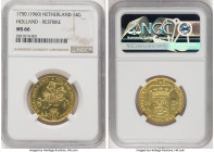 Holland. Provincial gold Restrike 14 Gulden (Golden Rider) 1750-Dated (1963) MS66 NGC, Utrecht mint, cf. KM97 (original type), cf. Fr-253 (same). Rest...