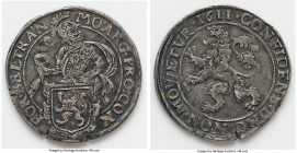 Overijssel. Provincial 1/2 Lion Daalder 1611 VF, KM11.1, Delm-885. Accompanied by an old ANACS Photo Certificate from 1981 that offered an opinion of ...