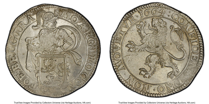 Utrecht. Provincial Lion Daalder 1664 UNC Details (Cleaning) PCGS, Utrecht mint,...