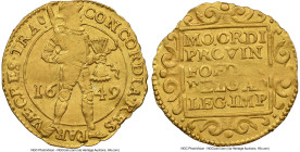 Utrecht. Provincial gold Ducat 1649 MS61 NGC, Utrecht mint, KM7.2, Vanhoudt/Saunders-1420. Admitting localized softness in strike to the torso and rev...