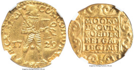 Utrecht. Provincial gold "Vliegenthart" Ducat 1729 MS62 NGC, KM7.4, Fr-285, Vanhoudt/Saunders-1422. Salvaged from the Vliegenthart (sunk in 1735 off Z...