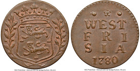 West Friesland. Provincial Duit 1780 AU58 Brown NGC, Medemblik mint, KM125, PW-Wf71. Rose mintmark. From the Coenen Collection HID09801242017 © 2024 H...