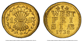 West Friesland. Provincial gold Stuiver 1738-Turnip AU Details (Scratch) PCGS, Enkhuizen mint, KM120a, Delm-866 (R), Vanhoudt/Saunders-1318 (R3). HID0...