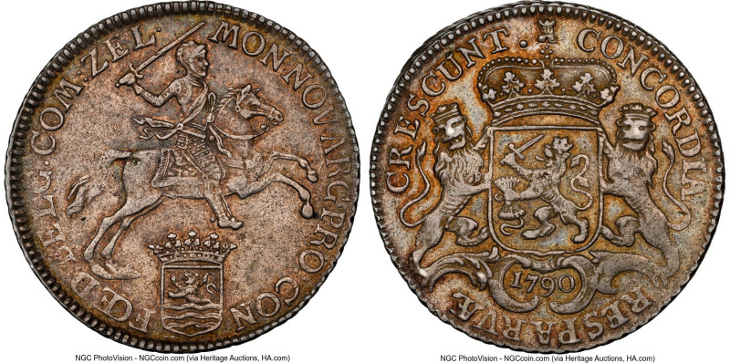 Zeeland. Provincial 1/2 Ducaton (1/2 Silver Rider) 1790 AU55 NGC, KM102. HID0980...