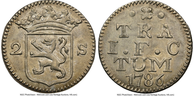 British Administration "Utrecht Imitative" 2 Stuivers 1786-Dated MS65 NGC, Birmi...