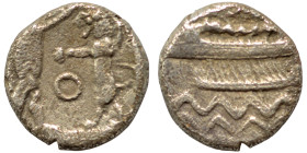 PHOENICIA. Sidon. Ba'alšillem II, circa 401-366 BC. 1/16 Shekel (silver, 0.97 g, 9 mm). Uncertain. Rev. Persian king or hero, holding dagger in his ri...