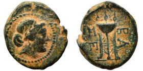 SELEUKID KINGS of SYRIA. Seleukos I Nikator, 312-281 BC. Ae (bronze, 2.10 g, 13 mm), Antioch on the Orontes. Laureate head of Apollo right. Rev. BA ΣΕ...
