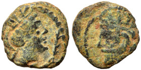 KINGS of PARTHIA. Chalkous (bronze, 1.06 g, 10 mm). Diademed and draped bust left. Rev. Turreted bust of Tyche right. Nearly very fine.