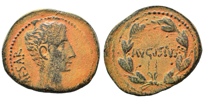 Uncertain Asian mint. Augustus, 27 BC-AD 14. Ae (bronze, 11.28 g, 26 mm). CAESAR...